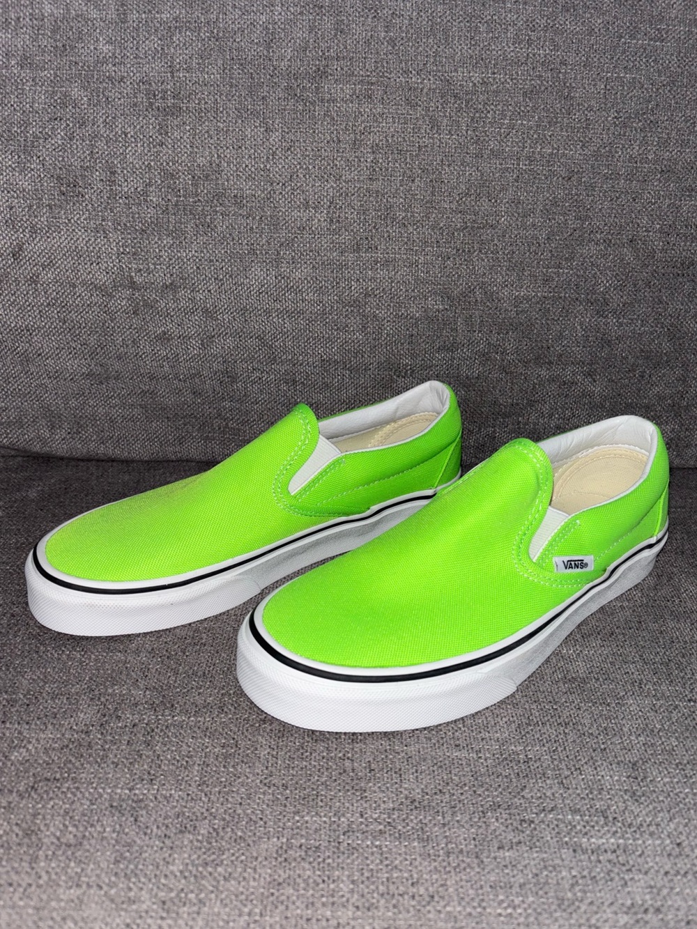 💚Vans Slip-On Sneakers in Neon Lime and White